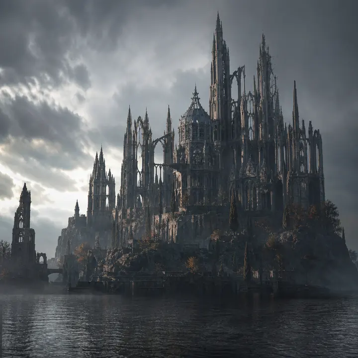 A stone fortress at dusk