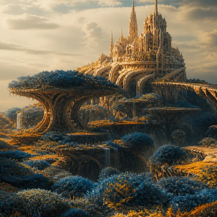 A living planet of gold-and-blue forest